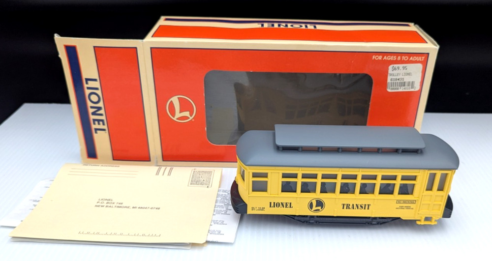 Lionel Trolley Car Transit #6-18431 O Gauge 1996
